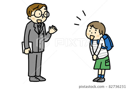 Child greeting the teacher 82736231