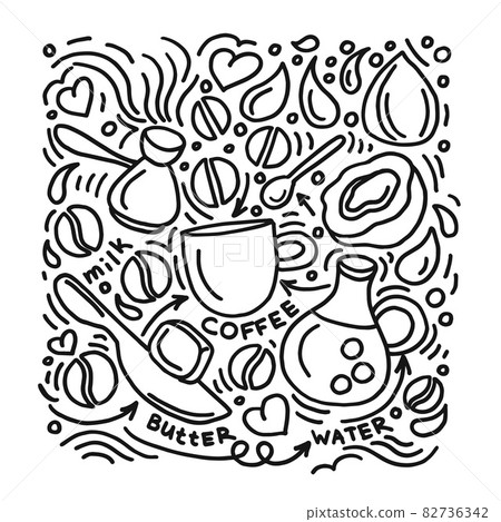 Vector design. Art sketch of bulletproof coffee 82736342