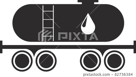 A tanker truck with a tank of gasoline. 82736384