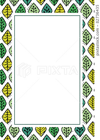 Postcard template green leaf pattern 82736435