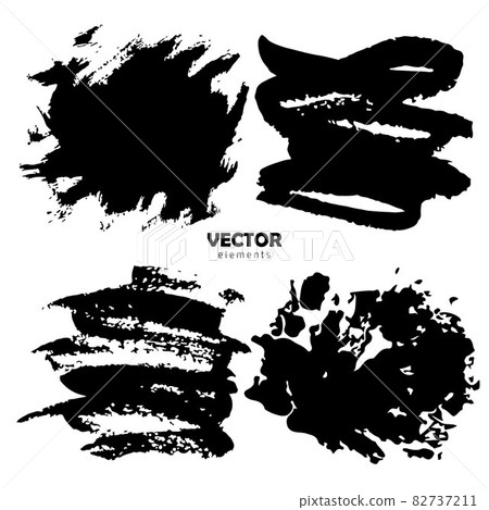 Set Brush Shape Vector Strokes in Black color on white background. Hand painted grange elements. Ink drawing. Dirty artistic design . Place for text, quote, information, company name. Set Brush Shape Vector Strokes in Black color on white background. Hand painted grange elements. Ink drawing. Dirty artistic design . Place for text, quote, information, company name. 82737211