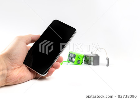 Image of public telephones that change generations to smartphones 82738090