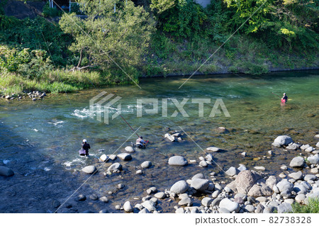 Ayu fishing on the Kano River in Izu City, Shizuoka Prefecture Ayu fishing on the Kano River in Izu City, Shizuoka Prefecture 82738328