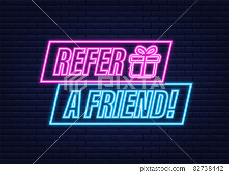 Refer a friend neon icon. Business success. Neon icon. Vector stock illustration. 82738442