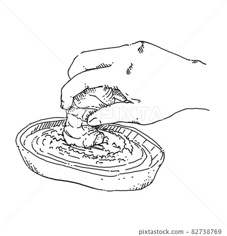 鋼筆繪圖切割插圖以磨碎姜 82738769