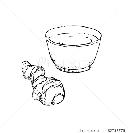 Ginger hot water pen drawing cut illustration Ginger hot water pen drawing cut illustration 82738776