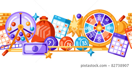Lottery and bingo seamless pattern. Icons of gambling or online games. Lottery and bingo seamless pattern. Icons of gambling or online games. 82738907