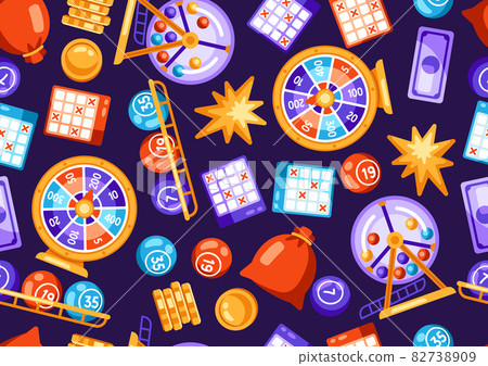 Lottery and bingo seamless pattern. Icons of gambling or online games. Lottery and bingo seamless pattern. Icons of gambling or online games. 82738909