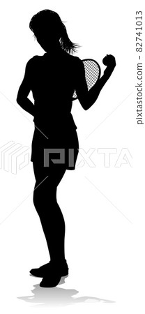 Tennis Silhouette Sport Player Woman Tennis Silhouette Sport Player Woman 82741013