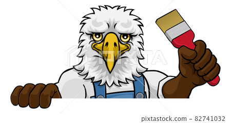 Eagle Painter Decorator Holding Paintbrush Eagle Painter Decorator Holding Paintbrush 82741032