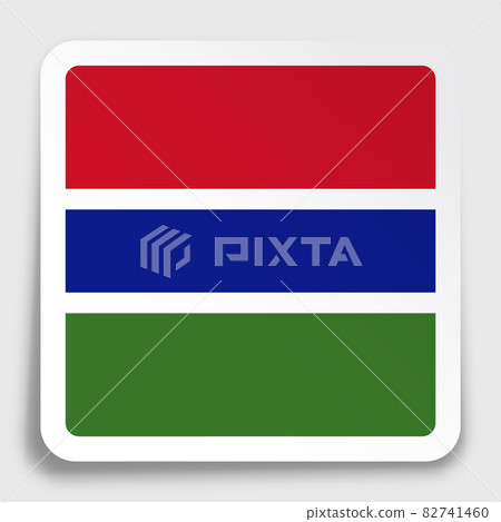 Gambia flag icon on paper square sticker with shadow. Button for mobile application or web. Vector 82741460