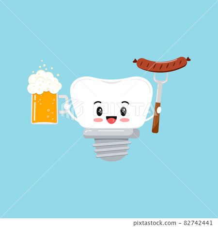 Octoberfest teeth with beer and sausage icon isolated. Octoberfest teeth with beer and sausage icon isolated. 82742441