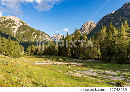 Landro Valley and Mountain Peaks of the Dolomites - Trentino Alto Adige Italy Alps 82742989