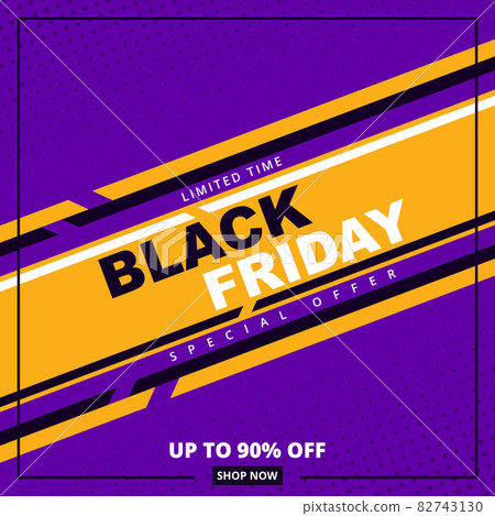 Black friday sale promotion banner template. Black friday halftone colorful effect sale banner. 82743130