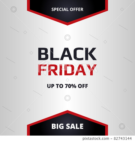 Black friday, banner template on white background. Black friday, white banner, with abstract geometric shapes. Sale up to 70 percent off. 82743144
