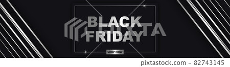 Black friday, wide banner. Gray and silver luxury dark background. 82743145