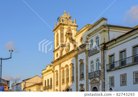 Old and historic church from the 18th century in the central square of the Pelourinho district at sunset Old and historic church from the 18th century in the central square of the Pelourinho district at sunset 82743293