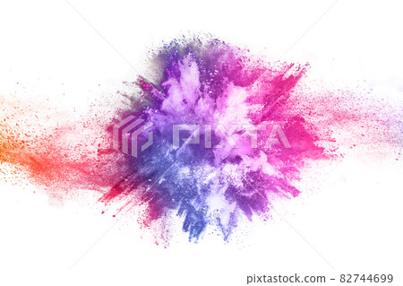Colorful powder explosion on white background. 82744699