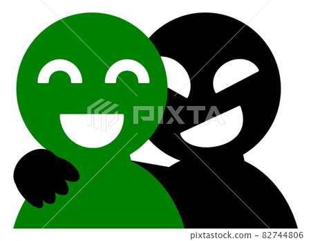 Illustration of a person deceived by a forcible virtue salesman Illustration of a person deceived by a forcible virtue salesman 82744806