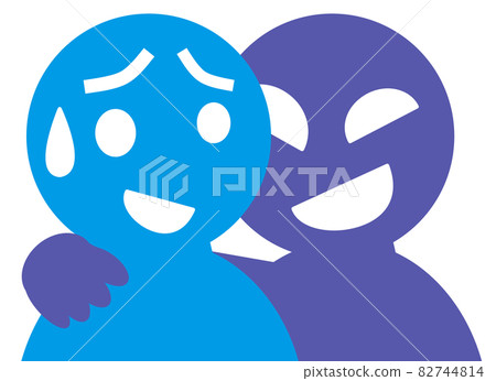 Illustration of a person deceived by a forcible virtue salesman 82744814