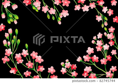 Branch of the pink watercolor flower heart shaped frame. Happy valentine's day Branch of the pink watercolor flower heart shaped frame. Happy valentine's day 82745744