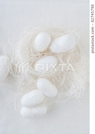 silk cocoons the commercially bred caterpillar of silkworm moth 82745798