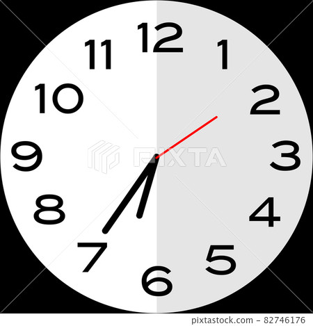 25 minutes to 7 o'clock analog clock icon 82746176