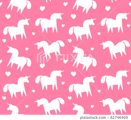 Vector seamless pattern of flat hand drawn unicorn 82746409
