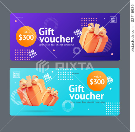 Gift Voucher Coupon Set with Realistic Detailed 3d Elements . Vector 82746926