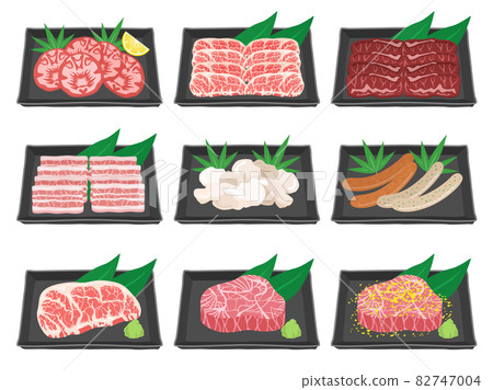 Illustration set of grilled meat parts Illustration set of grilled meat parts 82747004