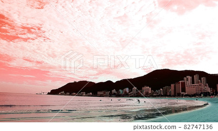 Songjeong Beach, Busan, colored at sunset Songjeong Beach, Busan, colored at sunset 82747136
