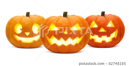 Pumpkin Halloween Jack O Lantern Illustration Real Set 82748185