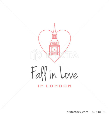 Line art Big Ben with love logo design vector template. Vector logo of the city of London. Elizabeth Tower vector illustration Line art Big Ben with love logo design vector template. Vector logo of the city of London. Elizabeth Tower vector illustration 82748199