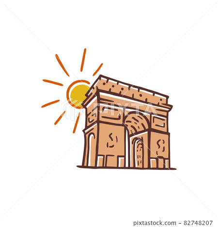 Vector illustration Arc de Triomphe, landmark icon of Paris, France. Arc de Triomphe logo design vector illustration 82748207