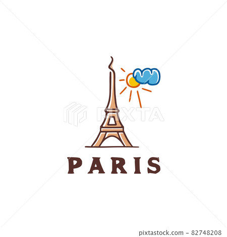 Paris Eiffel tower logo design. Vector illustration of the Eiffel tower Paris Eiffel tower logo design. Vector illustration of the Eiffel tower 82748208