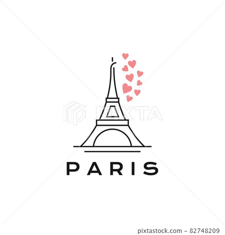 Paris And Eiffel Tower Logo Design Stock Illustration - Download Image Now  - Logo, Architecture, Art - iStock