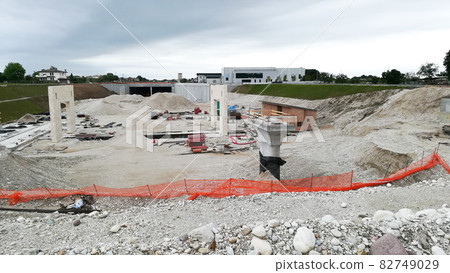 Highway construction site view. Civil engineering Highway construction site view. Civil engineering 82749029