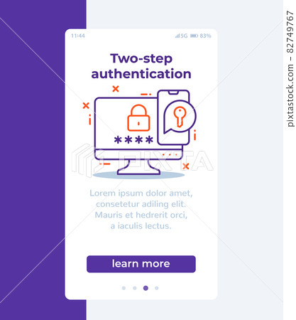 authentication in two steps banner with line icon authentication in two steps banner with line icon 82749767