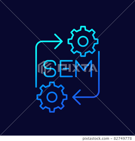SME icon with gears and arrows, line design 82749778