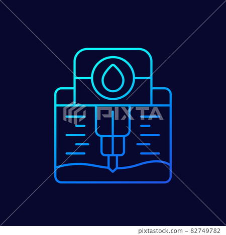 water borehole, well drilling line icon, vector water borehole, well drilling line icon, vector 82749782