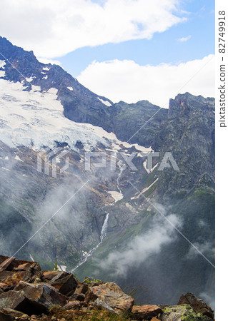 The Caucasus Mountains. Mountain peaks in summer. 82749918