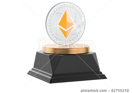 Ethereum coin golden award concept. 3D rendering 82750258