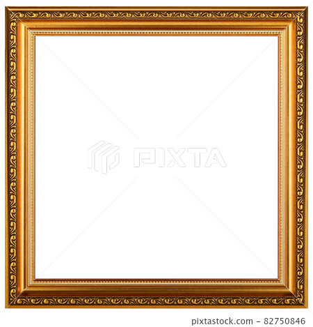 Golden mockup canvas frame isolated on white background 82750846
