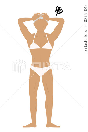 資深女子健美運動員擔心抱著她的頭 資深女子健美運動員擔心抱著她的頭 82751042