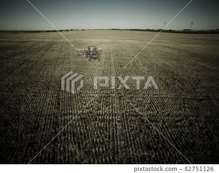 Direct seeding, agricultural machinery, in La Pampa, patagonia, Argentina Direct seeding, agricultural machinery, in La Pampa, patagonia, Argentina 82751126