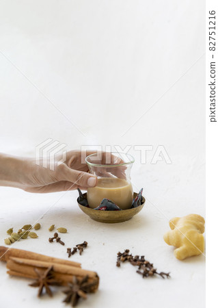 Spice chai and ingredients 82751216