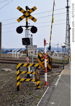 Railroad track railway crossing Railroad track railway crossing 82751530
