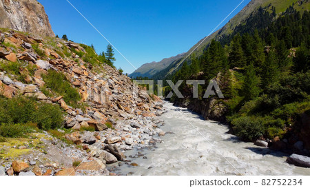 Small Creek in Kaunertal Valley in the Austrian Alps - famous glacier in Austria Small Creek in Kaunertal Valley in the Austrian Alps - famous glacier in Austria 82752234