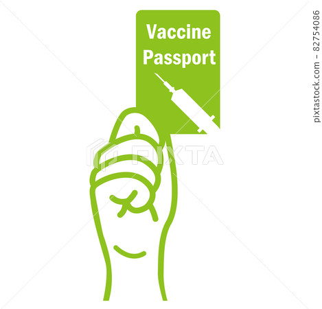 簽發疫苗護照的手插圖 新冠疫苗注射白色背景 簽發疫苗護照的手插圖 新冠疫苗注射白色背景 82754086
