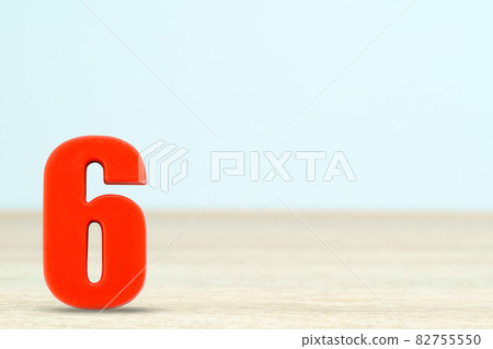 Shot of a number six made of red plastic Shot of a number six made of red plastic 82755550